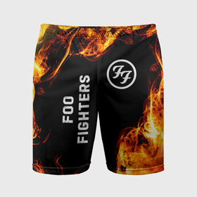 Мужские шорты спортивные с принтом Foo Fighters и пылающий огонь в Тюмени,  |  | 