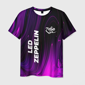 Мужская футболка 3D с принтом Led Zeppelin violet plasma в Кировске, 100% полиэфир | прямой крой, круглый вырез горловины, длина до линии бедер | 