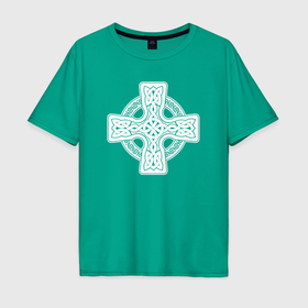 Мужская футболка хлопок Oversize с принтом Кельтский крест в Петрозаводске, 100% хлопок | свободный крой, круглый ворот, “спинка” длиннее передней части | Тематика изображения на принте: 