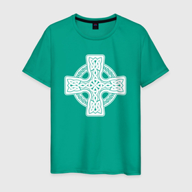 Мужская футболка хлопок с принтом Кельтский крест в Курске, 100% хлопок | прямой крой, круглый вырез горловины, длина до линии бедер, слегка спущенное плечо. | 