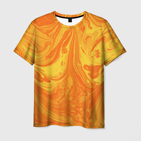 Мужская футболка 3D с принтом Солнечный флюид арт в Тюмени, 100% полиэфир | прямой крой, круглый вырез горловины, длина до линии бедер | 