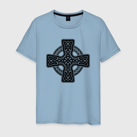 Мужская футболка хлопок с принтом Кельтский крест в Петрозаводске, 100% хлопок | прямой крой, круглый вырез горловины, длина до линии бедер, слегка спущенное плечо. | Тематика изображения на принте: 