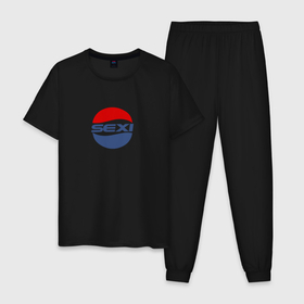 Мужская пижама хлопок с принтом Pepsi sexi в Екатеринбурге, 100% хлопок | брюки и футболка прямого кроя, без карманов, на брюках мягкая резинка на поясе и по низу штанин
 | Тематика изображения на принте: 