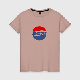 Женская футболка хлопок с принтом Pepsi sexi в Екатеринбурге, 100% хлопок | прямой крой, круглый вырез горловины, длина до линии бедер, слегка спущенное плечо | Тематика изображения на принте: 