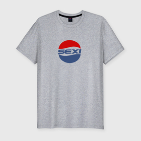 Мужская футболка хлопок Slim с принтом Pepsi sexi в Екатеринбурге, 92% хлопок, 8% лайкра | приталенный силуэт, круглый вырез ворота, длина до линии бедра, короткий рукав | Тематика изображения на принте: 