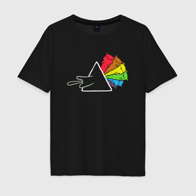 Мужская футболка хлопок Oversize с принтом Pink Floyd коты в Санкт-Петербурге, 100% хлопок | свободный крой, круглый ворот, “спинка” длиннее передней части | Тематика изображения на принте: 
