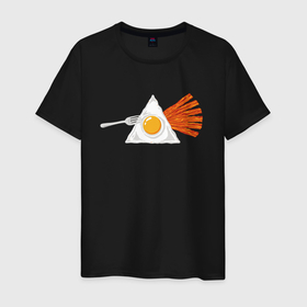 Мужская футболка хлопок с принтом Pink Floyd яичница и бекон в Курске, 100% хлопок | прямой крой, круглый вырез горловины, длина до линии бедер, слегка спущенное плечо. | Тематика изображения на принте: 