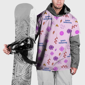 Накидка на куртку 3D с принтом Цветы, веточки и листья с надписью в Кировске, 100% полиэстер |  | Тематика изображения на принте: 