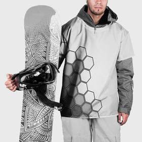 Накидка на куртку 3D с принтом серые соты абстракция в Новосибирске, 100% полиэстер |  | 