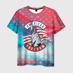 Мужская футболка 3D с принтом American  freedom в Белгороде, 100% полиэфир | прямой крой, круглый вырез горловины, длина до линии бедер | Тематика изображения на принте: 