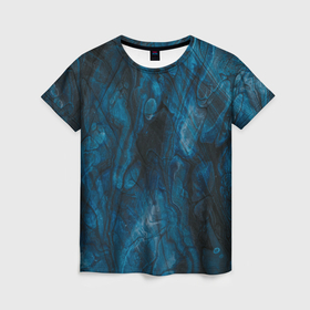 Женская футболка 3D с принтом Синяя прозрачная скала в Тюмени, 100% полиэфир ( синтетическое хлопкоподобное полотно) | прямой крой, круглый вырез горловины, длина до линии бедер | 