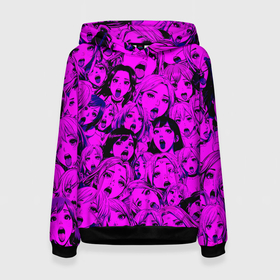 Женская толстовка 3D с принтом Ahegao: Фиолетовый в Белгороде, 100% полиэстер  | двухслойный капюшон со шнурком для регулировки, мягкие манжеты на рукавах и по низу толстовки, спереди карман-кенгуру с мягким внутренним слоем. | 