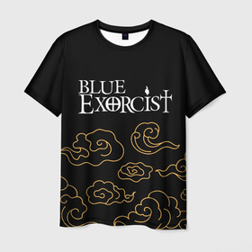 Мужская футболка 3D с принтом Blue Exorcist anime clouds в Петрозаводске, 100% полиэфир | прямой крой, круглый вырез горловины, длина до линии бедер | Тематика изображения на принте: 