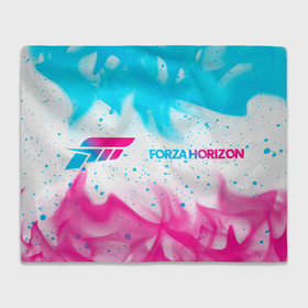 Плед 3D с принтом Forza Horizon neon gradient style: надпись и символ в Петрозаводске, 100% полиэстер | закругленные углы, все края обработаны. Ткань не мнется и не растягивается | 