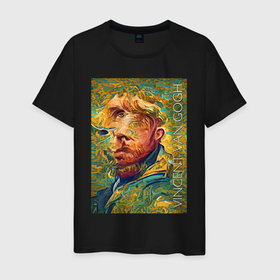 Мужская футболка хлопок с принтом Vincent van Gogh   self portrait   neural network в Новосибирске, 100% хлопок | прямой крой, круглый вырез горловины, длина до линии бедер, слегка спущенное плечо. | 