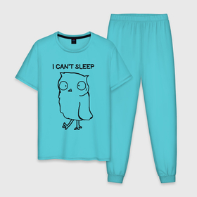 Мужская пижама хлопок с принтом Я не могу спать в Тюмени, 100% хлопок | брюки и футболка прямого кроя, без карманов, на брюках мягкая резинка на поясе и по низу штанин
 | 