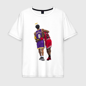 Мужская футболка хлопок Oversize с принтом Bryant and Jordan в Курске, 100% хлопок | свободный крой, круглый ворот, “спинка” длиннее передней части | 