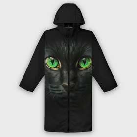 Мужской дождевик 3D с принтом Морда кота с зелеными глазами в Курске,  |  | Тематика изображения на принте: 