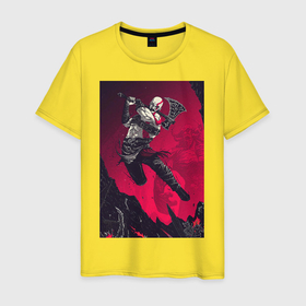 Мужская футболка хлопок с принтом Игра god of war в Тюмени, 100% хлопок | прямой крой, круглый вырез горловины, длина до линии бедер, слегка спущенное плечо. | 