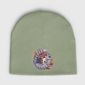 Детская шапка демисезонная с принтом Осенний котик енотик в Тюмени,  |  | Тематика изображения на принте: 