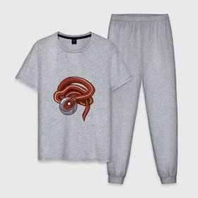 Мужская пижама хлопок с принтом Красная змея космонавт в Тюмени, 100% хлопок | брюки и футболка прямого кроя, без карманов, на брюках мягкая резинка на поясе и по низу штанин
 | 