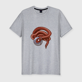 Мужская футболка хлопок Slim с принтом Красная змея космонавт в Тюмени, 92% хлопок, 8% лайкра | приталенный силуэт, круглый вырез ворота, длина до линии бедра, короткий рукав | 