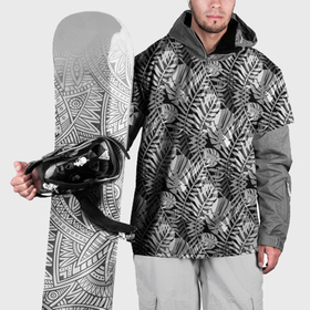 Накидка на куртку 3D с принтом Черно белый узор монстера в Рязани, 100% полиэстер |  | 