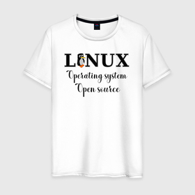 Мужская футболка хлопок с принтом Система линукс пингвин в Белгороде, 100% хлопок | прямой крой, круглый вырез горловины, длина до линии бедер, слегка спущенное плечо. | 