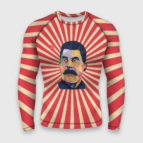 Мужской рашгард 3D с принтом Сталин полигональный в Тюмени,  |  | Тематика изображения на принте: 