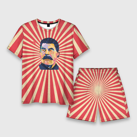Мужской костюм с шортами 3D с принтом Сталин полигональный ,  |  | 
