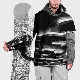 Накидка на куртку 3D с принтом Каменные плиты с белой подсветкой , 100% полиэстер |  | 