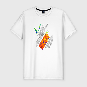 Мужская футболка хлопок Slim с принтом Дольки ананаса абстракция в Кировске, 92% хлопок, 8% лайкра | приталенный силуэт, круглый вырез ворота, длина до линии бедра, короткий рукав | 