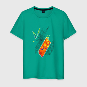 Мужская футболка хлопок с принтом Дольки ананаса абстракция в Кировске, 100% хлопок | прямой крой, круглый вырез горловины, длина до линии бедер, слегка спущенное плечо. | 