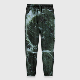 Мужские брюки 3D с принтом Зеленый мраморный узор в Новосибирске, 100% полиэстер | манжеты по низу, эластичный пояс регулируется шнурком, по бокам два кармана без застежек, внутренняя часть кармана из мелкой сетки | 