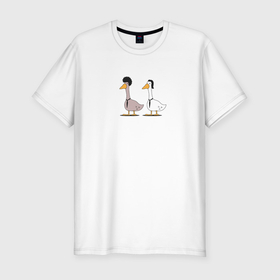Мужская футболка хлопок Slim с принтом Криминальные гуси в Тюмени, 92% хлопок, 8% лайкра | приталенный силуэт, круглый вырез ворота, длина до линии бедра, короткий рукав | 