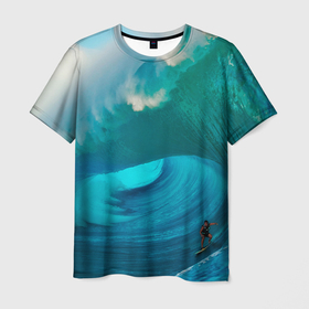 Мужская футболка 3D с принтом Волна для сёрфинга в Екатеринбурге, 100% полиэфир | прямой крой, круглый вырез горловины, длина до линии бедер | Тематика изображения на принте: 