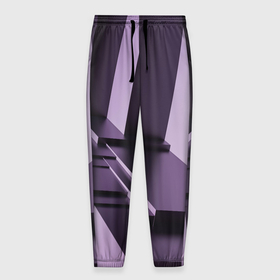 Мужские брюки 3D с принтом Фиолетовая геометрия в Екатеринбурге, 100% полиэстер | манжеты по низу, эластичный пояс регулируется шнурком, по бокам два кармана без застежек, внутренняя часть кармана из мелкой сетки | 
