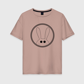Женская футболка хлопок Oversize с принтом Кролик в круге , 100% хлопок | свободный крой, круглый ворот, спущенный рукав, длина до линии бедер
 | 