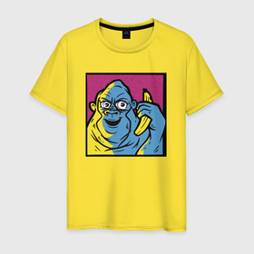Мужская футболка хлопок с принтом Горилла с бананом в Курске, 100% хлопок | прямой крой, круглый вырез горловины, длина до линии бедер, слегка спущенное плечо. | 