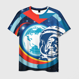 Мужская футболка 3D с принтом Первый космонавт Юрий Гагарин в Белгороде, 100% полиэфир | прямой крой, круглый вырез горловины, длина до линии бедер | 