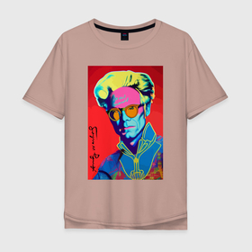 Мужская футболка хлопок Oversize с принтом Энди Уорхол   поп арт   автопортрет в Кировске, 100% хлопок | свободный крой, круглый ворот, “спинка” длиннее передней части | 