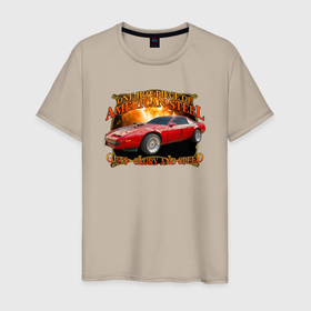 Мужская футболка хлопок с принтом Ретро маслкар Pontiac Firebird в городе Новоалтайск, 100% хлопок | прямой крой, круглый вырез горловины, длина до линии бедер, слегка спущенное плечо. | 