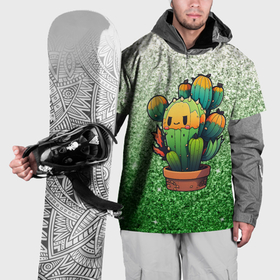 Накидка на куртку 3D с принтом Милый кактус  в горшке в Петрозаводске, 100% полиэстер |  | 