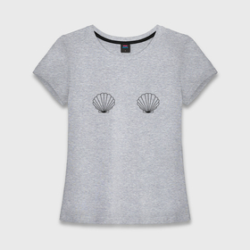 Женская футболка хлопок Slim с принтом бюст ракушки в Кировске,  |  | 