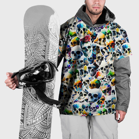 Накидка на куртку 3D с принтом Акварельные черепа в Курске, 100% полиэстер |  | Тематика изображения на принте: 