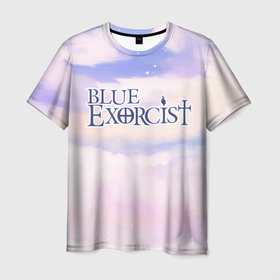 Мужская футболка 3D с принтом Blue Exorcist sky clouds в Петрозаводске, 100% полиэфир | прямой крой, круглый вырез горловины, длина до линии бедер | Тематика изображения на принте: 