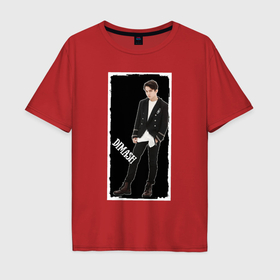 Мужская футболка хлопок Oversize с принтом Dimash Kudaibergen , 100% хлопок | свободный крой, круглый ворот, “спинка” длиннее передней части | Тематика изображения на принте: 