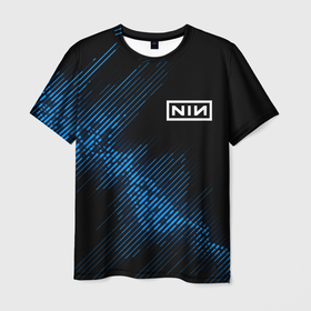 Мужская футболка 3D с принтом Nine Inch Nails звуковая волна в Санкт-Петербурге, 100% полиэфир | прямой крой, круглый вырез горловины, длина до линии бедер | 