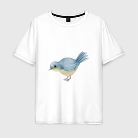 Мужская футболка хлопок Oversize с принтом Синяя птица в Курске, 100% хлопок | свободный крой, круглый ворот, “спинка” длиннее передней части | 