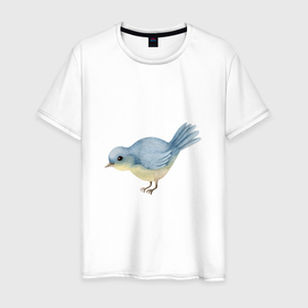 Мужская футболка хлопок с принтом Синяя птица в Курске, 100% хлопок | прямой крой, круглый вырез горловины, длина до линии бедер, слегка спущенное плечо. | 